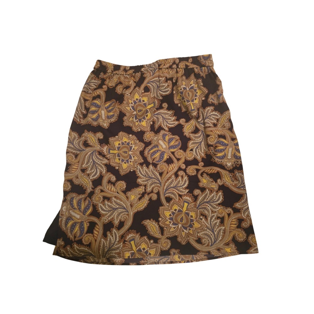 Loft Womens Brown Paisley Floral Elastic Waist Mini Skirt Size S
